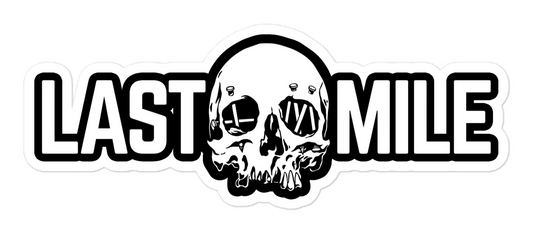 Last Mile Co. wordmark die-cut sticker, black on white