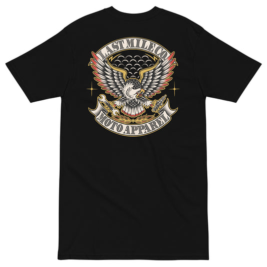 Grease and Gold Tee, full colour traditional eagle back print, black