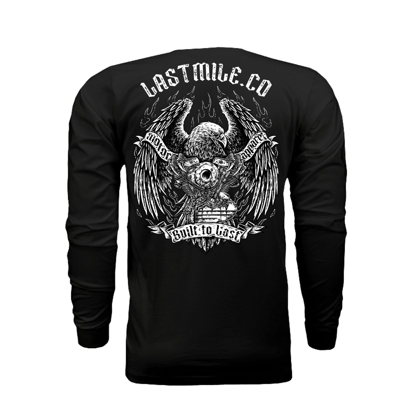 Wing and Iron Long Sleeve motorcycle riding shirt, back graphic, eagle and V-twin engine print